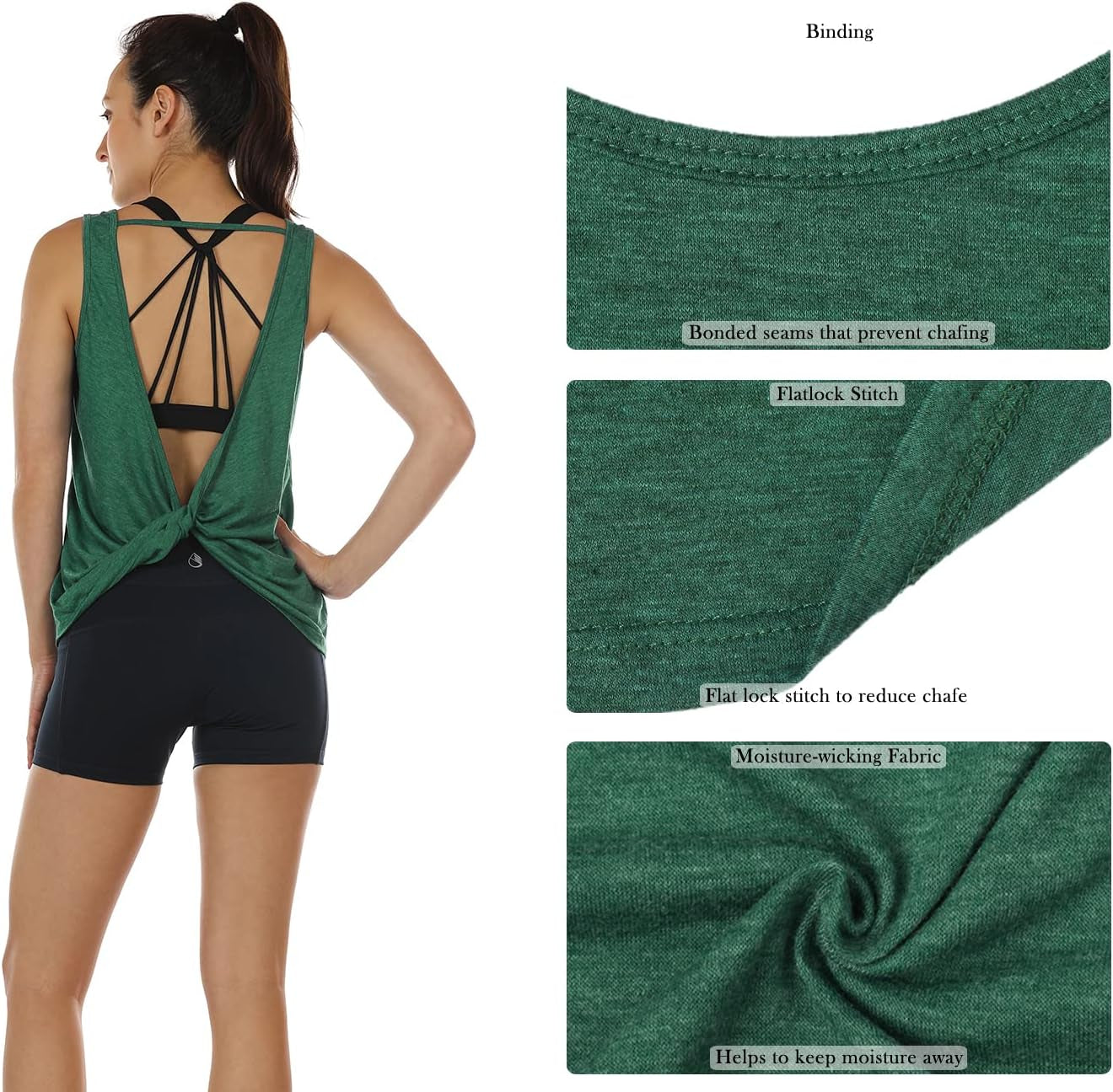 Women'S Open Back High Neck Workout Athletic Gym Tank Tops