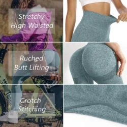 High Waisted Leggings for Women Tummy Control Butt Lifting Yoga Pants Workout Compression Tights - Image 4