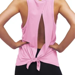 Womens Workout Yoga Tops Open Back Shirts Tie Back Tank Tops with Adjustable Fit