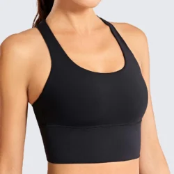Strappy Longline Sports Bras for Women - Wirefree Padded Criss Cross Yoga Cropped Tank Tops - Image 4