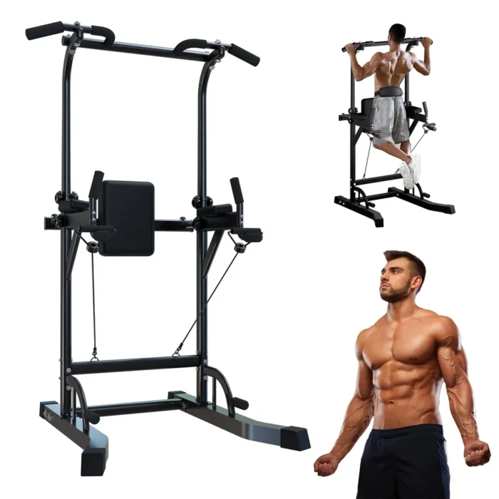 Multifunction Power Tower Dip Bar Station Strength Training Tower Pull up Bar Stand for Home Gym