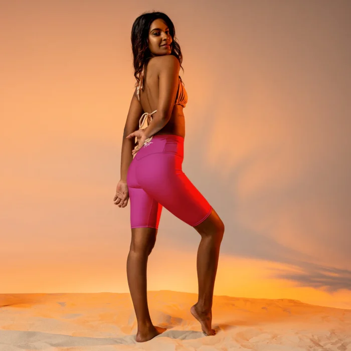 Women Violet Red MF Biker Shorts