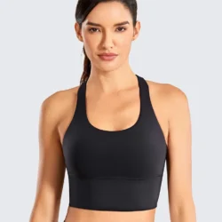 Strappy Longline Sports Bras for Women - Wirefree Padded Criss Cross Yoga Cropped Tank Tops - Image 5