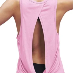 Womens Workout Yoga Tops Open Back Shirts Tie Back Tank Tops with Adjustable Fit - Image 3