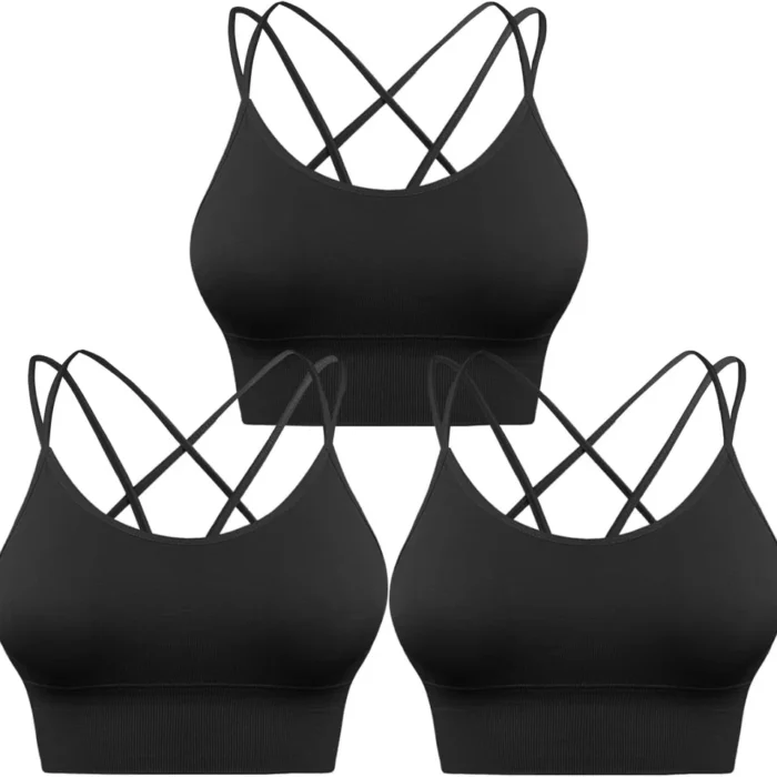 3 Pack Strappy Sports Bra for Women Sexy Crisscross for Yoga Running Athletic Gym Workout Fitness Tank Tops