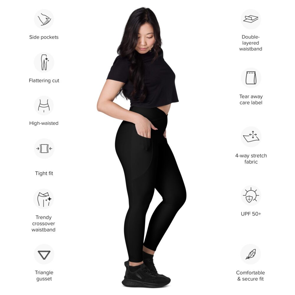 Black MF Crossover leggings with pockets - Image 5