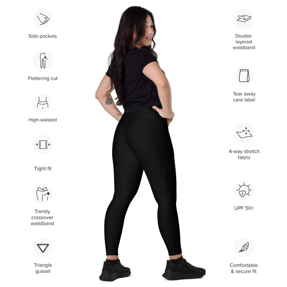 Black MF Crossover leggings with pockets - Image 4