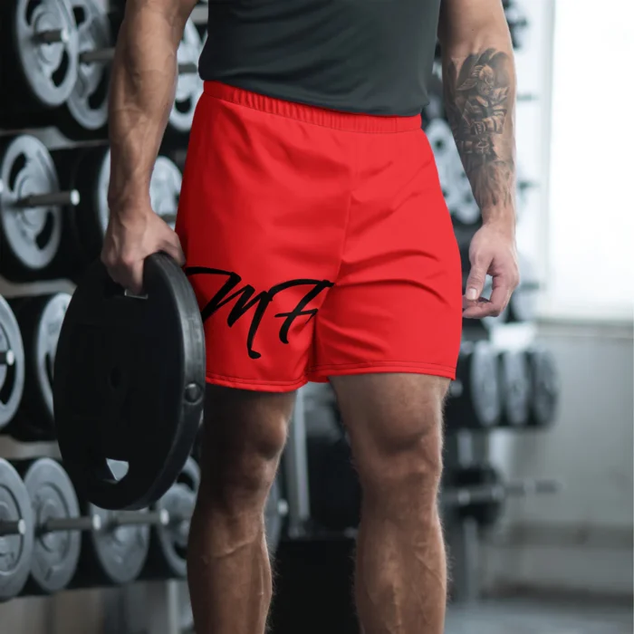 Men Red MF All-Over Print Athletic Long Shorts