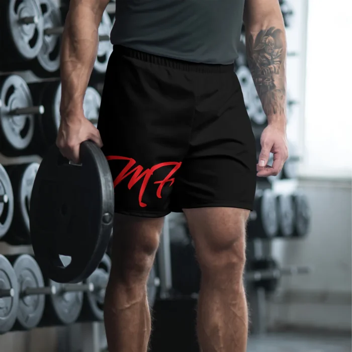 Men Black MF All-Over Print Unisex Athletic Long Shorts