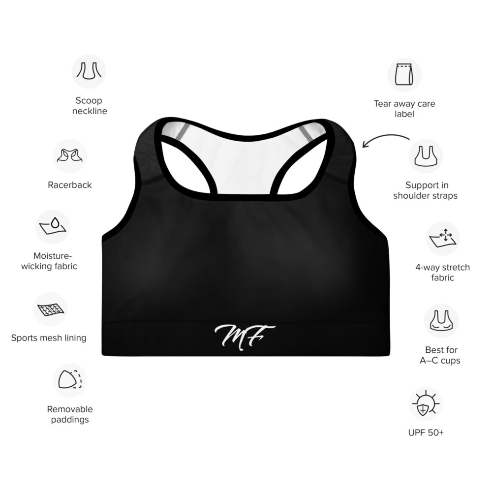 Black MF Padded Sports Bra - Image 4