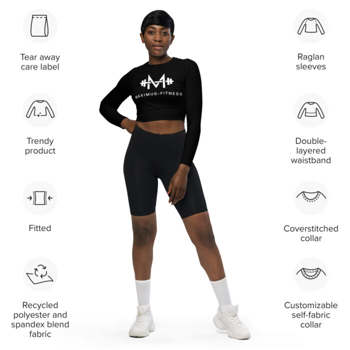 Black Maximus-Fitness Long-Sleeve Crop Top