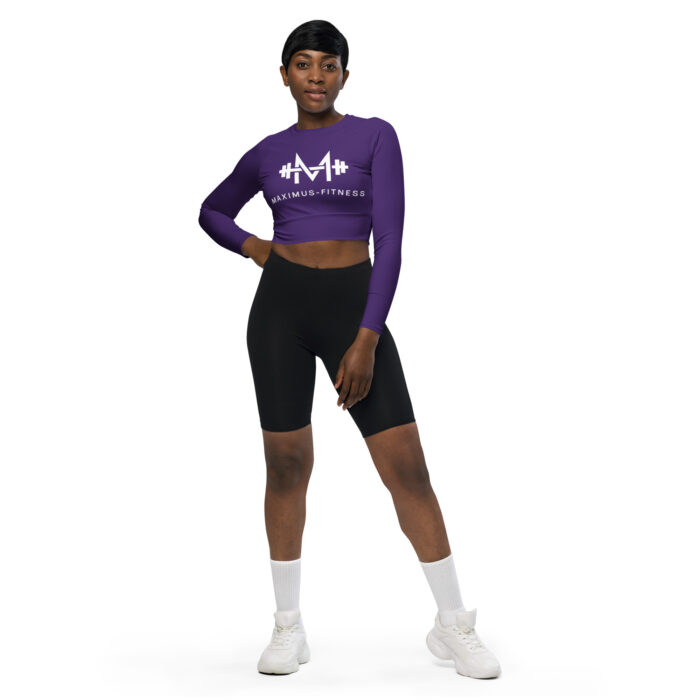 Purple Maximus-Fitness Long-Sleeve Crop Top