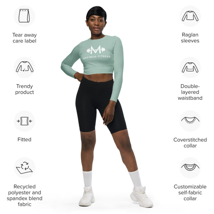 Oral Blue Maximus-Fitness Long-Sleeve Crop Top