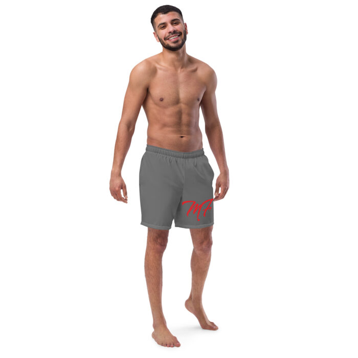 Gray & Red MF Swim Trunks