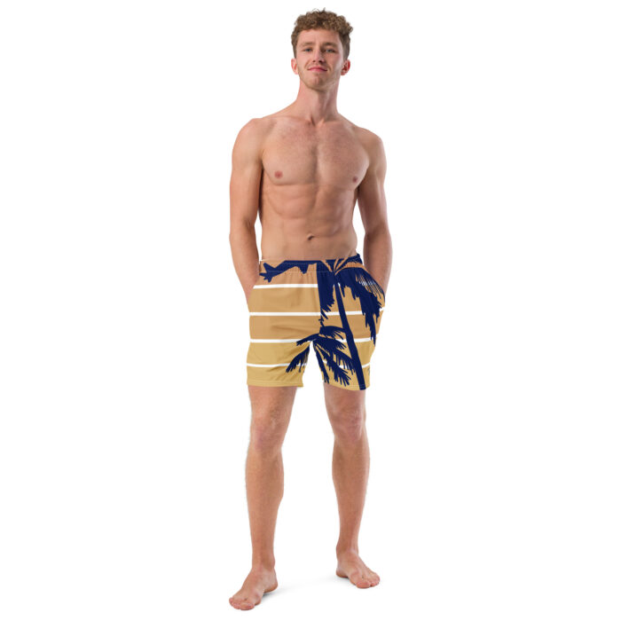 Beige MF Palm Tree Swim Trunks
