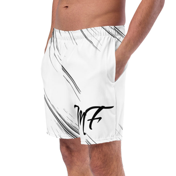 White & Black Split Swim Trunks