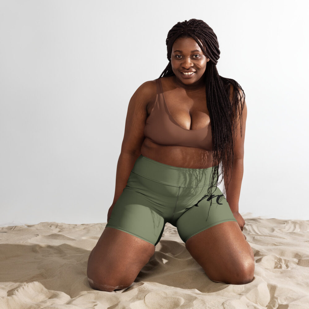 Green MF Yoga Shorts - Image 2