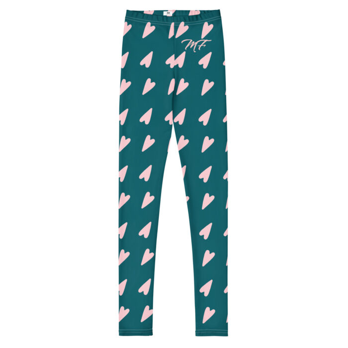 Girls Pink & Green Heart MF Leggings