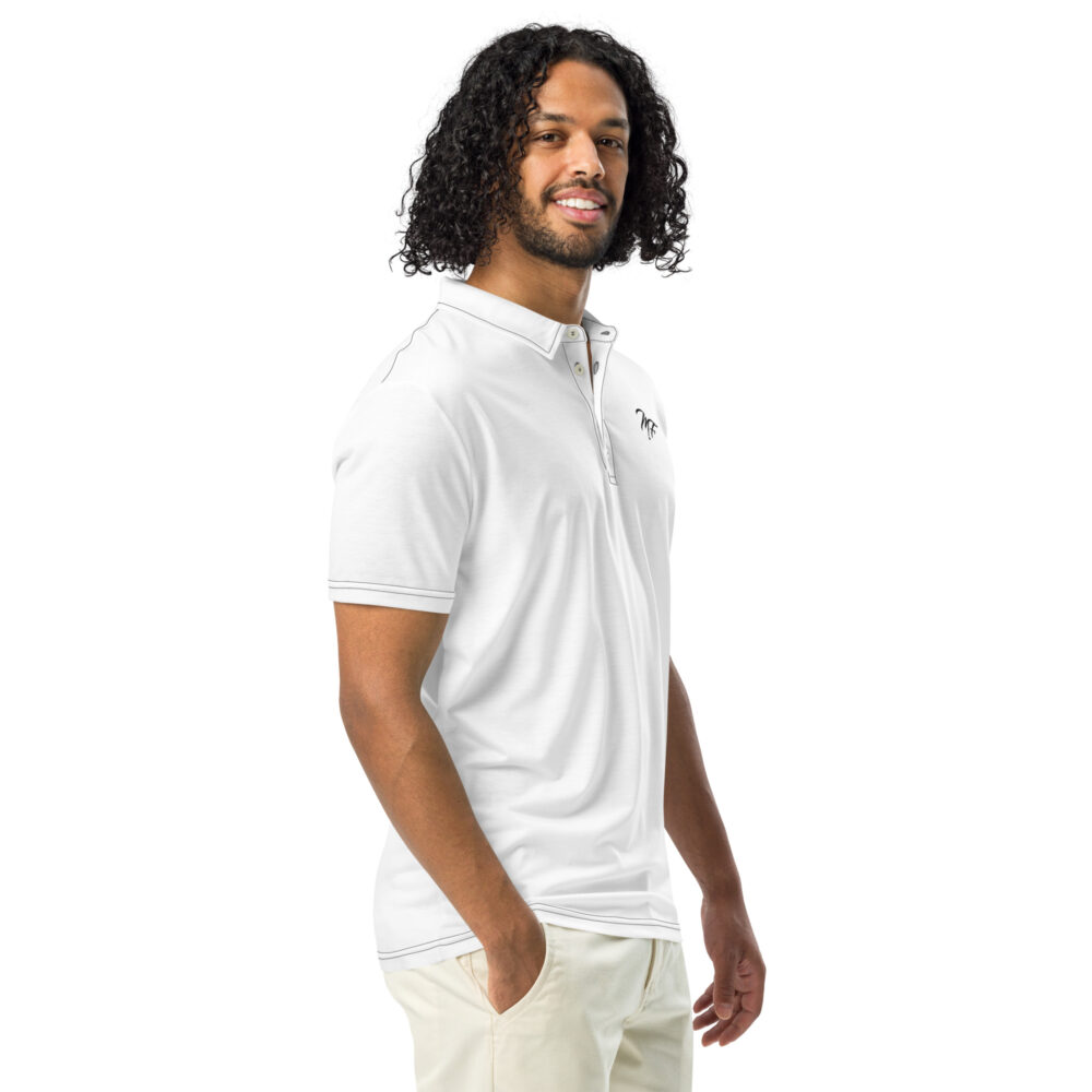 Men’s White Maximus-Fitness Slim Fit Polo - Image 3