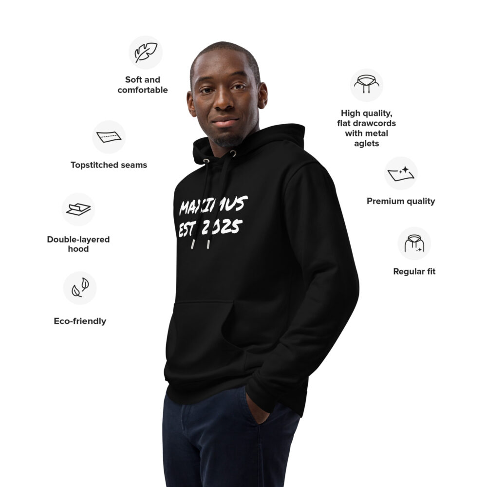Black Maximus EST 2025 Premium eco hoodie - Image 2