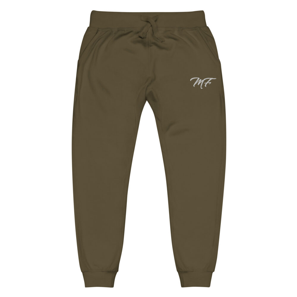 Military Green White MF Fleece Sweatpants - Image 2