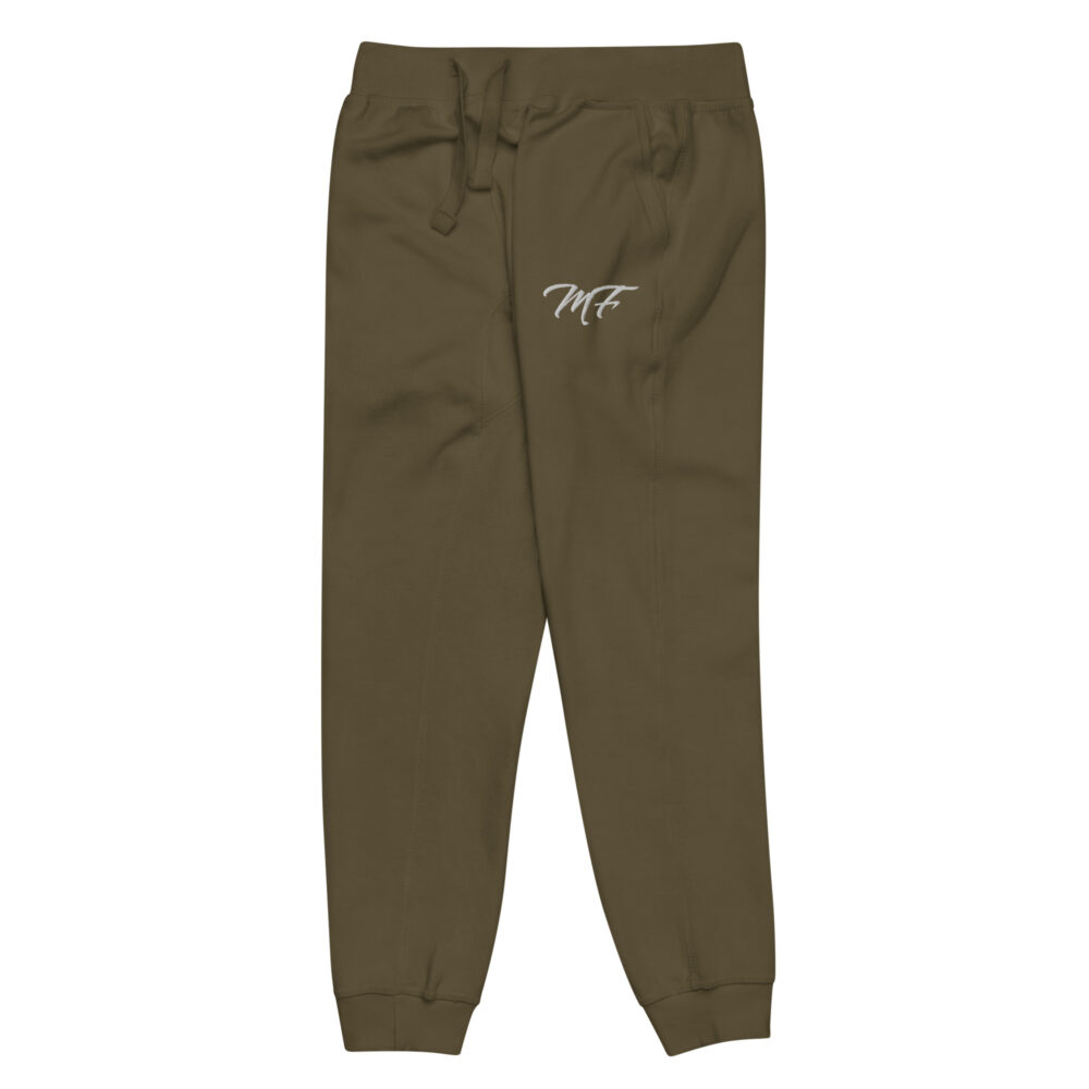 Military Green White MF Fleece Sweatpants - Image 4