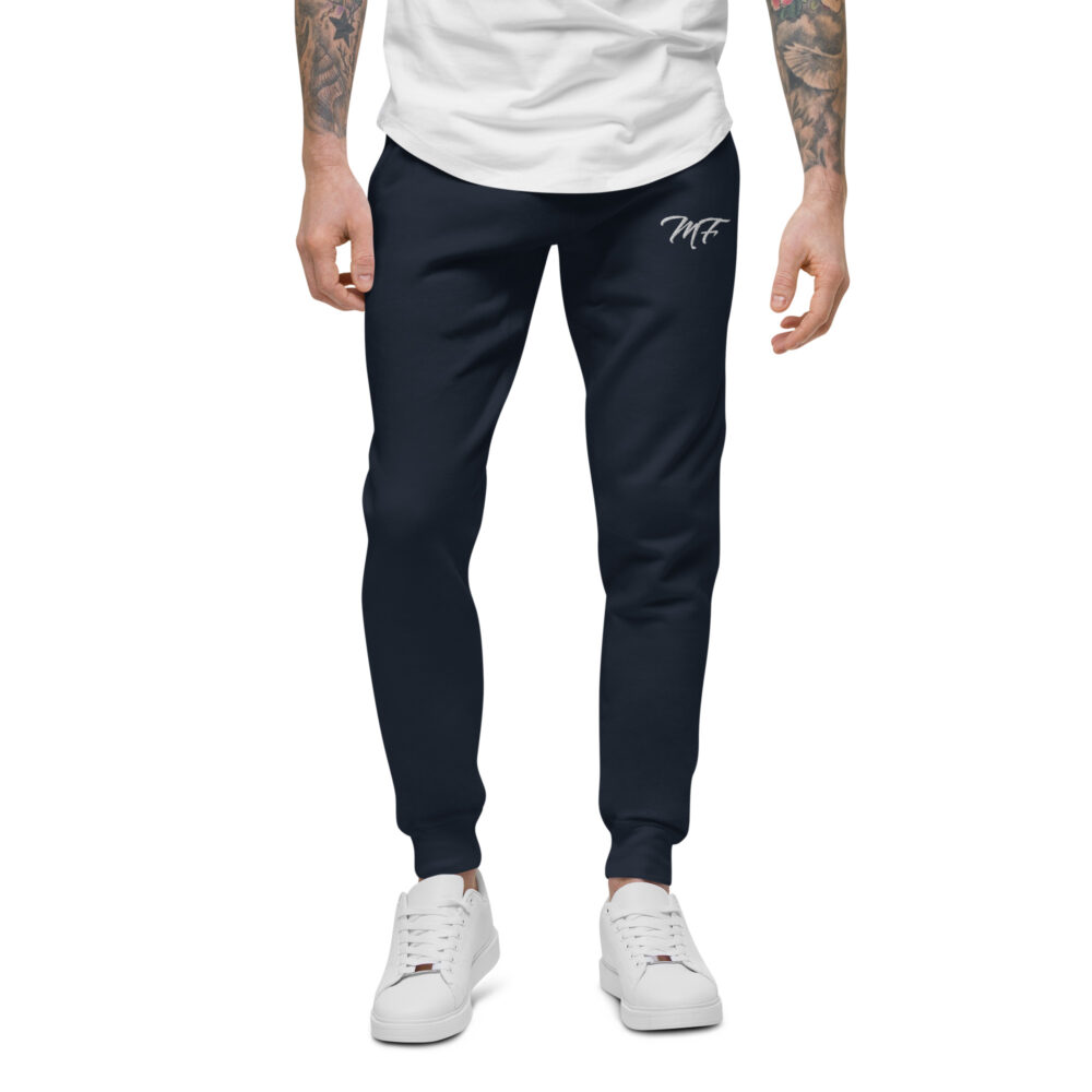 Navy Blue White Fleece Sweatpants